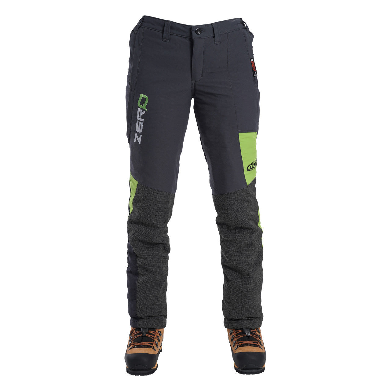 Clogger Grey/Green Women's Zero Gen2 Trousers Front And 360 Calf Protection UL Cert