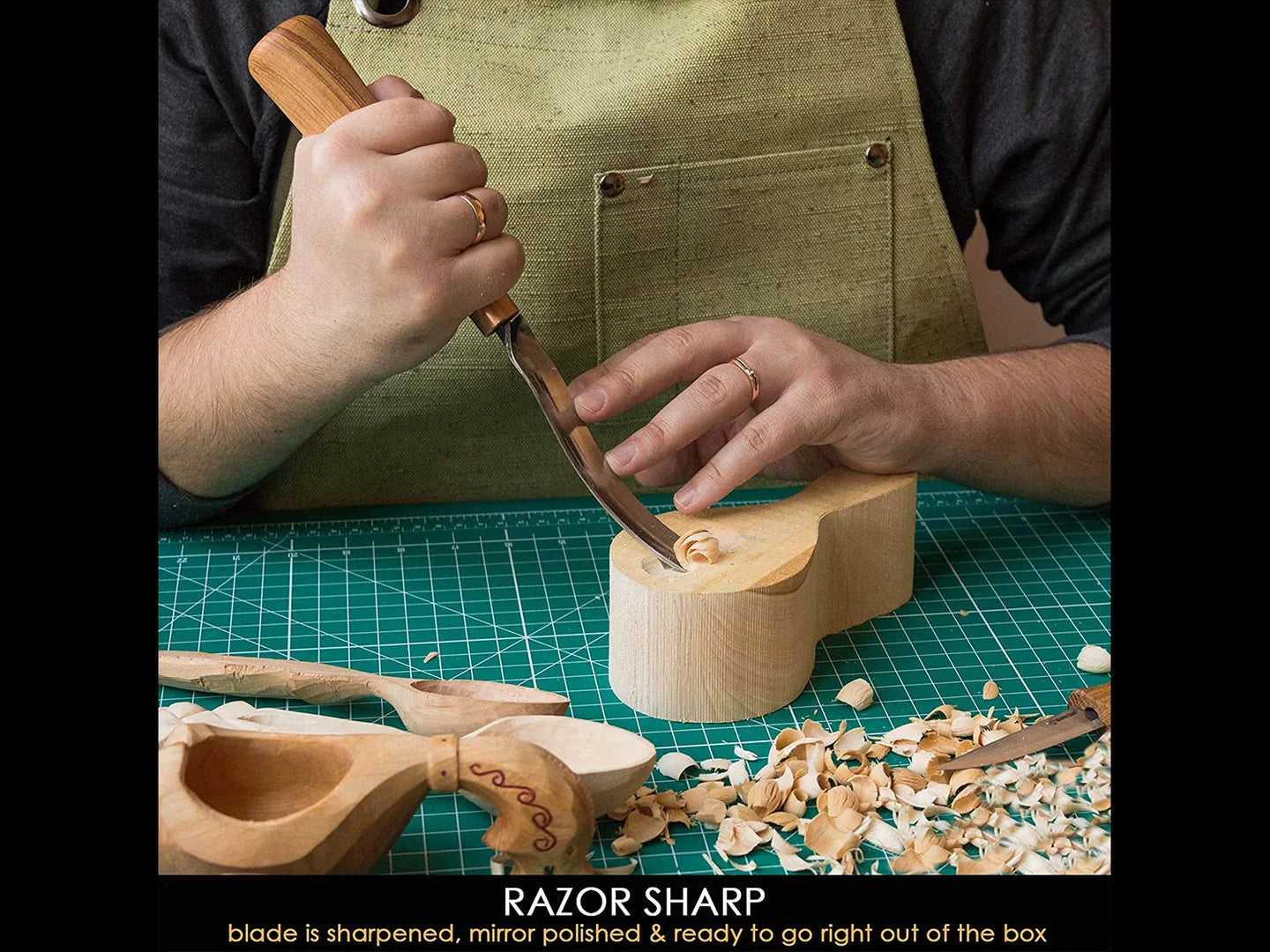 BeaverCraft G7L/22 Long Bent Gouge Wood Carving Tool 7L (22mm)