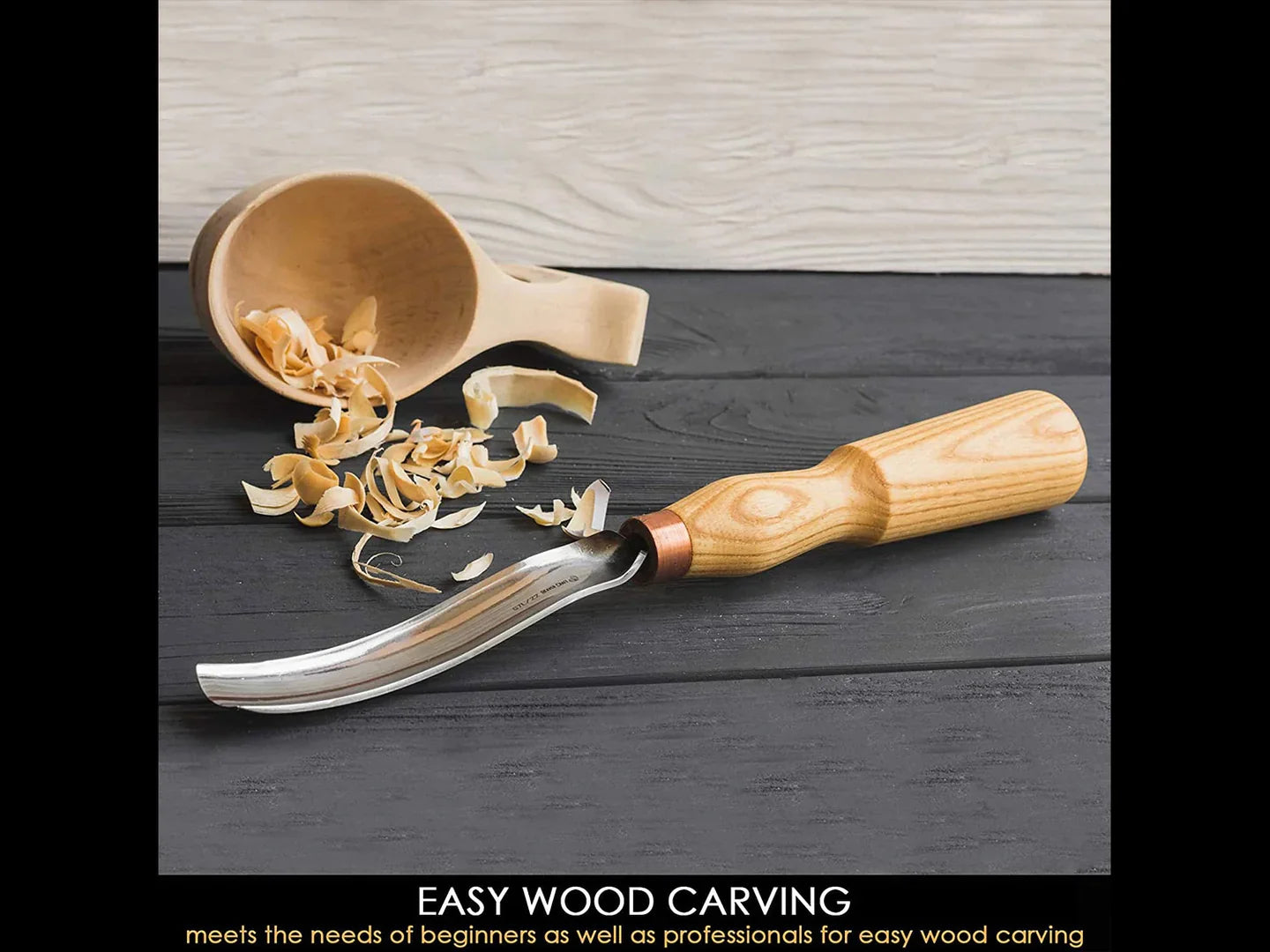 BeaverCraft G7L/22 Long Bent Gouge Wood Carving Tool 7L (22mm)