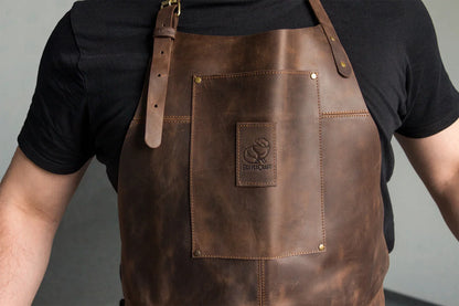BeaverCraft AP2X – Adjustable Brown Leather Work Apron