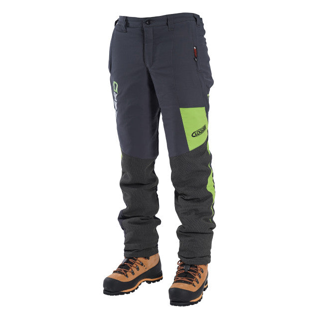 Clogger Zero Gen2 Light and Cool Men's Chainsaw Trousers - Grey/Green - XS Std Leg Length