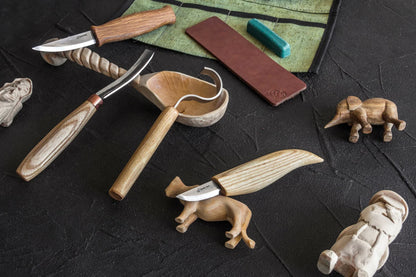BeaverCraft S43 Spoon and Kuksa Wood Carving Professional Set with Knives and Strop