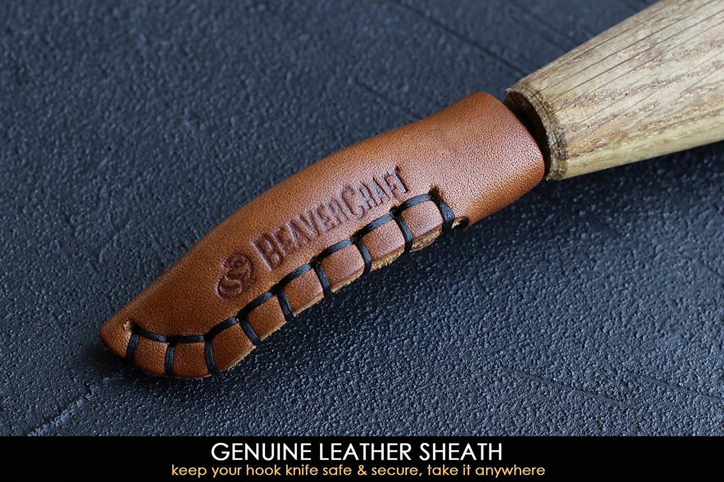 BeaverCraft SK4LS - Left Handed Open Curve Spoon Knife with Leather Sheath