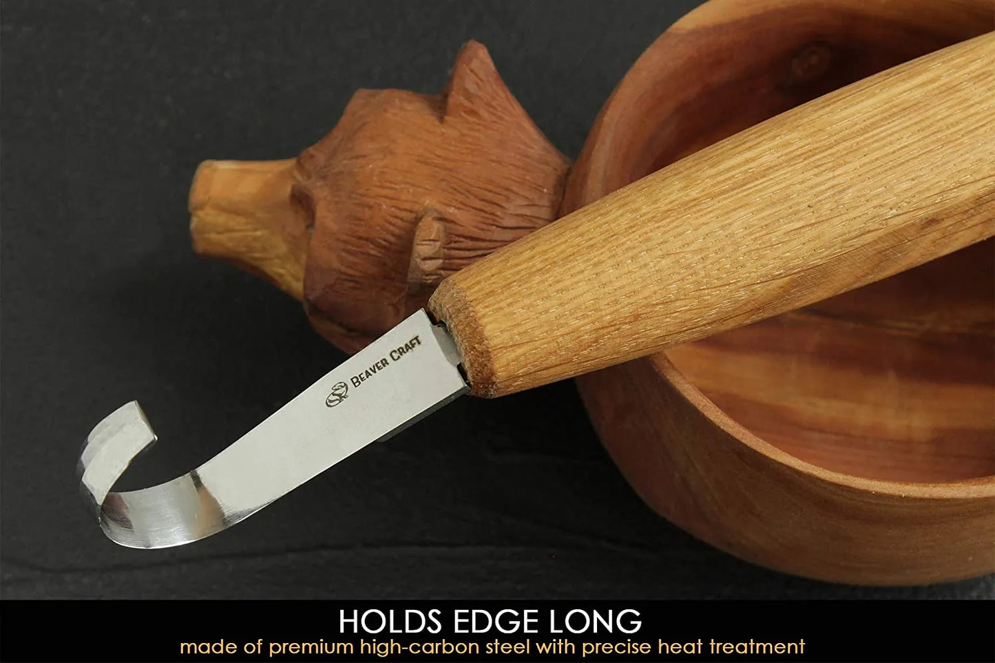 BeaverCraft SK5R - Spoon Carving Knife Deep Cut Bevels Right side edge