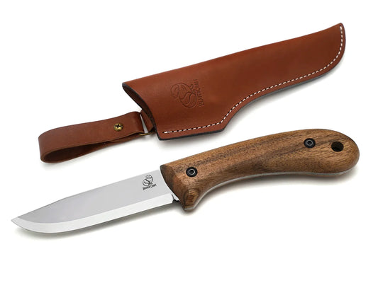 BeaverCraft BSH2 Carbon Steel Bushcraft Knife Walnut Handle with Leather Sheath