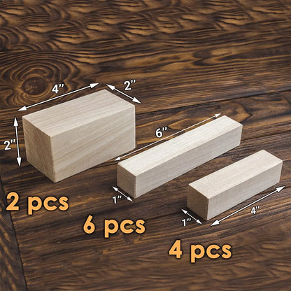 BeaverCraft BW12 Set of Basswood Wood Carving Hobby Blocks 12pcs