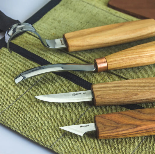 BeaverCraft S09 - Set of 4 Knives in Tool Roll