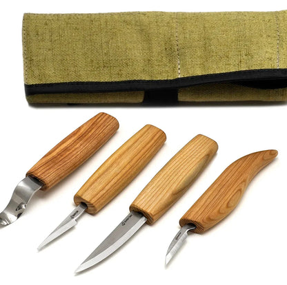 BeaverCraft S09 - Set of 4 Knives in Tool Roll