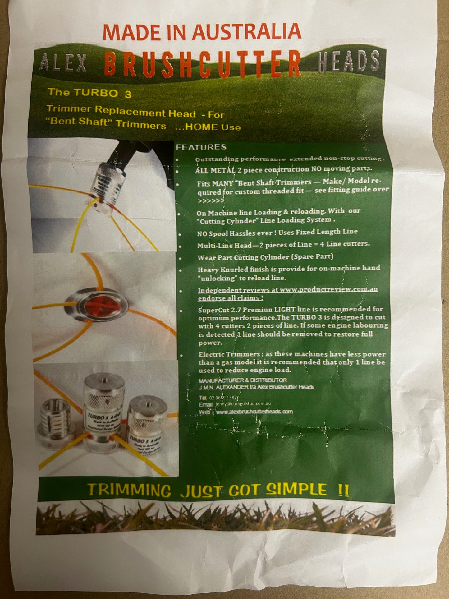 ABH ALEX BRUSHCUTTER HEADS TURBO 3 BRUSHCUTTER TRIMMER LINE HEAD AB1336