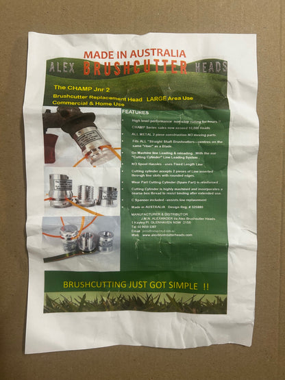 ABH Alex Brushcutter Heads Champ Jnr 2 Premium Heavy Duty Alloy Brushcutter Trimmer Line Head Kit