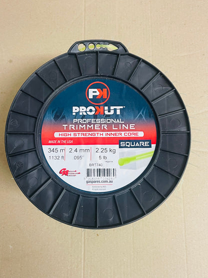 PROKUT BRUSHCUTTER TRIMMER LINE  SQUARE GREEN .095 2.4MM 5 LB  345M SPOOL