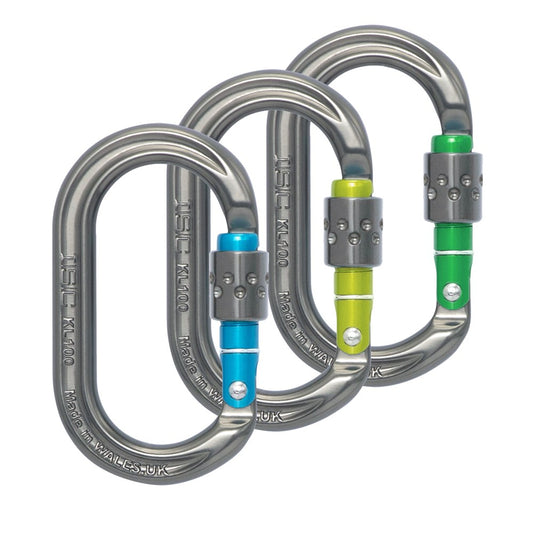 ISC Oval Accessory Karabiner- 9kN - Triple Pack – Turquoise/Lemon/Green