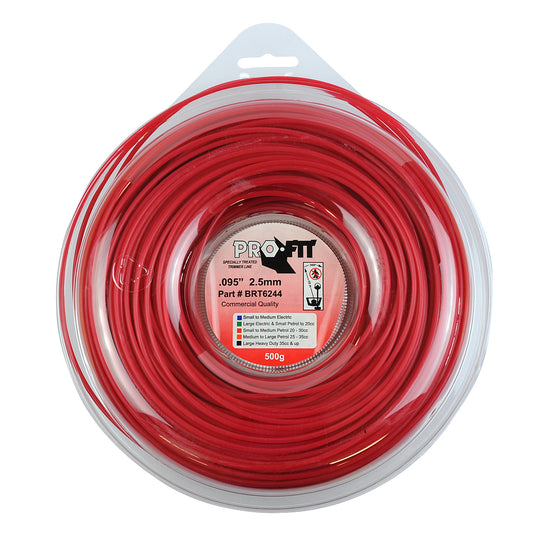 PRO FIT BRUSHCUTTER ROUND TRIMMER LINE RED  .095" / 2.50MM DONUT  LENGTH 96M