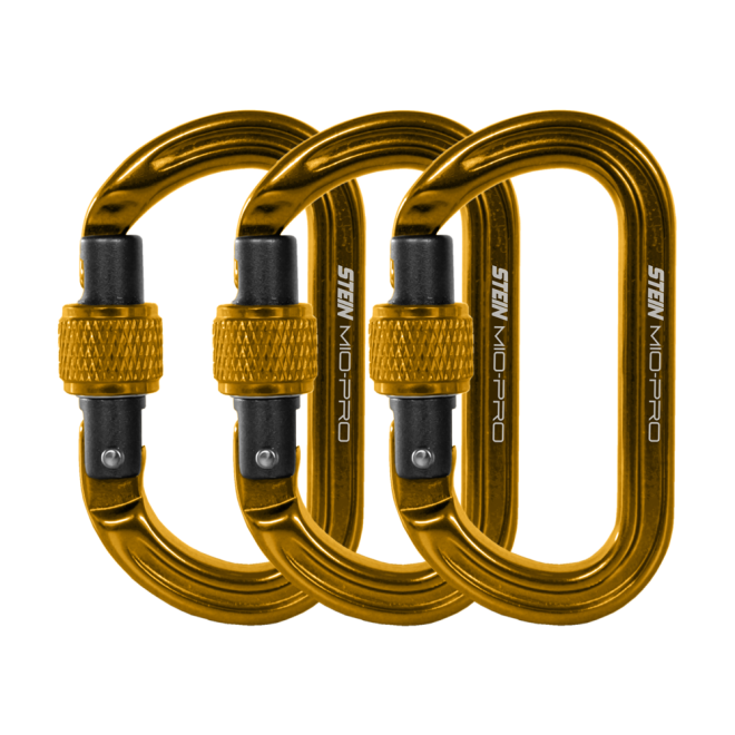 STEIN Carabiner Karabiner Mini Tool Clips Pro Scewlock 3Pk Gold
