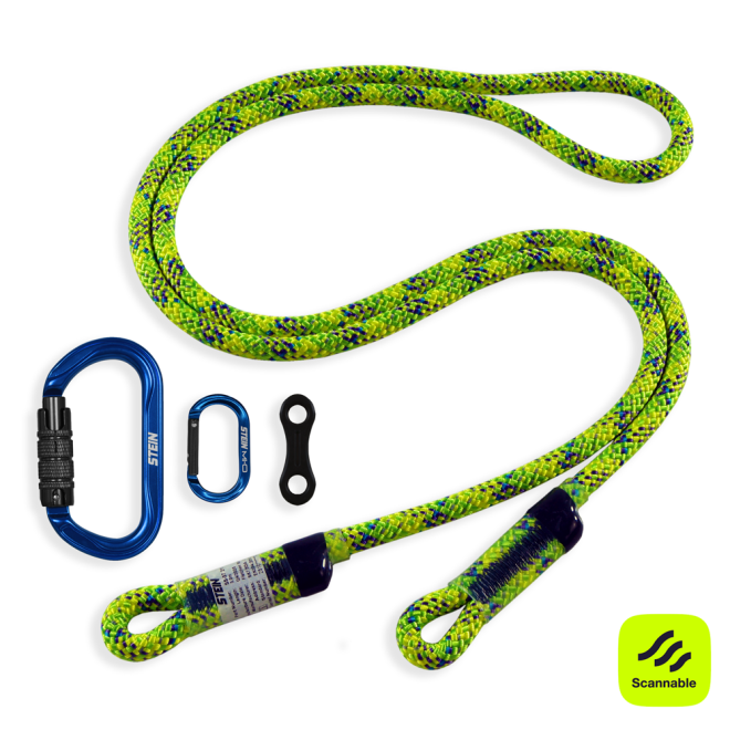 STEIN SCE-X1 Work Positioning Lanyard Green 3m c/w SECURA Oval & MI-O