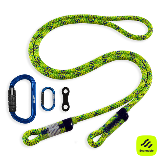 STEIN SCE-X1 Work Positioning Lanyard Green 3m c/w SECURA Oval & MI-O