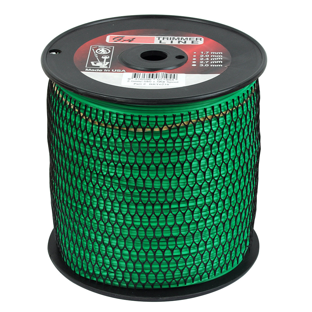 PRO FIT BRUSHCUTTER ROUND TRIMMER LINE GREEN  .080" / 2.00MM SPOOL  LENGTH 402M