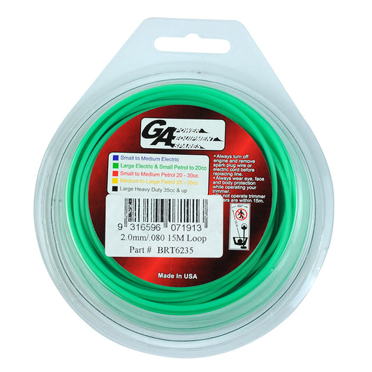 PRO FIT BRUSHCUTTER ROUND TRIMMER LINE GREEN  .080" / 2.00MM CARDED LOOP  LENGTH 15M