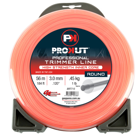 PROKUT BRUSHCUTTER TRIMMER LINE ROUND ORANGE .120 3MM 1LB  56M DONUT