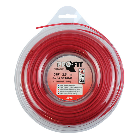 PRO FIT BRUSHCUTTER ROUND TRIMMER LINE RED  .095" / 2.50MM DONUT  LENGTH 48M