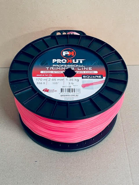 PROKUT BRUSHCUTTER TRIMMER LINE  SQUARE PINK .105 2.65MM 3LB  170M SPOOL