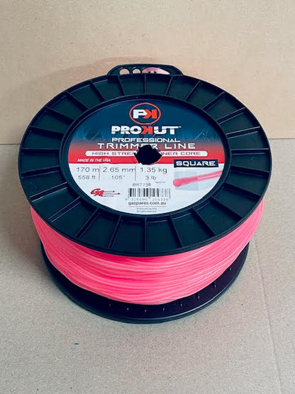 PROKUT BRUSHCUTTER TRIMMER LINE  SQUARE PINK .105 2.65MM 3LB  170M SPOOL