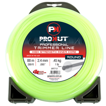 PROKUT BRUSHCUTTER TRIMMER LINE  ROUND GREEN .095 2.4MM 1LB  88M DONUT