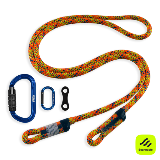STEIN SCE-X2 Work Positioning Lanyard Orange 3m c/w SECURA Oval & MI-O