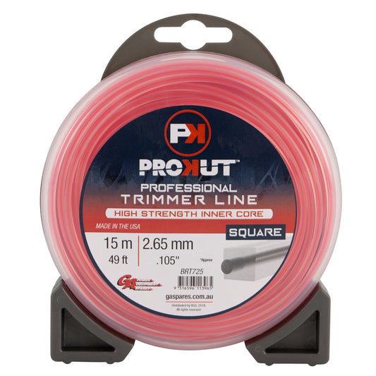 PROKUT BRUSHCUTTER TRIMMER LINE  SQUARE PINK .105 2.65MM 49'  15M TEARDROP BOX QTY OF 10