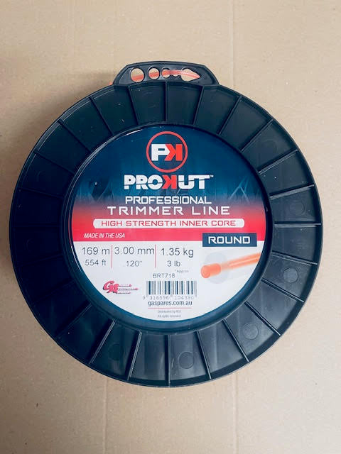 PROKUT BRUSHCUTTER TRIMMER LINE  ROUND ORANGE .120 3MM 3LB  169M SPOOL