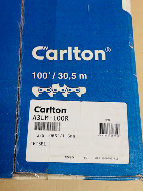 CARLTON Chainsaw Chain A3LM-100R 3/8 .063 Full Chisel 100 Foot Roll