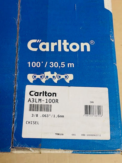 CARLTON Chainsaw Chain A3LM-100R 3/8 .063 Full Chisel 100 Foot Roll