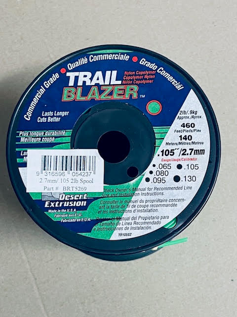 TRAIL BLAZER BRUSHCUTTER ROUND TRIMMER LINE .105" / 2.70MM SPOOL LENGTH 148M BRT5269