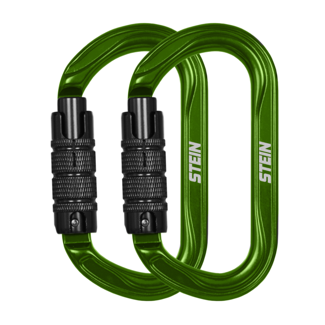 STEIN Carabiner Karabiner SECURA Oval Aluminium Gold Green Twin Pack