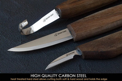 BeaverCraft S13X Deluxe Wood Spoon Carving Set With Walnut Handles