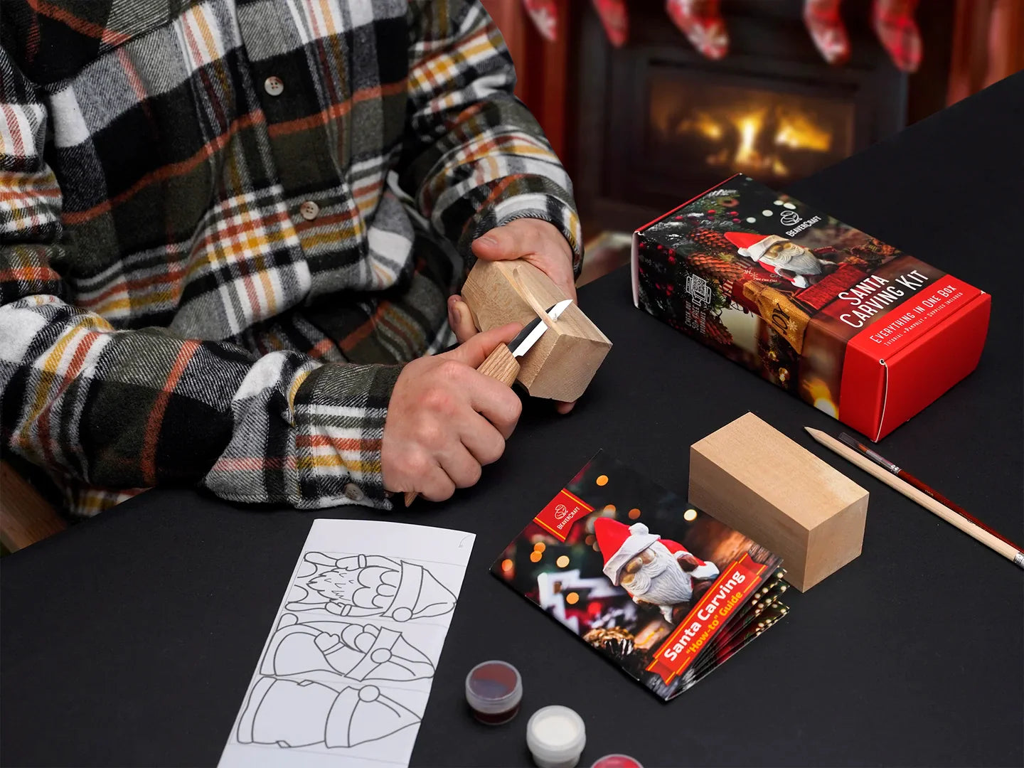 BeaverCraft DIY06 Santa Wood Carving Hobby Kit - Complete Starter Whittling Kit for Beginners, Adults, Teens, and Kids