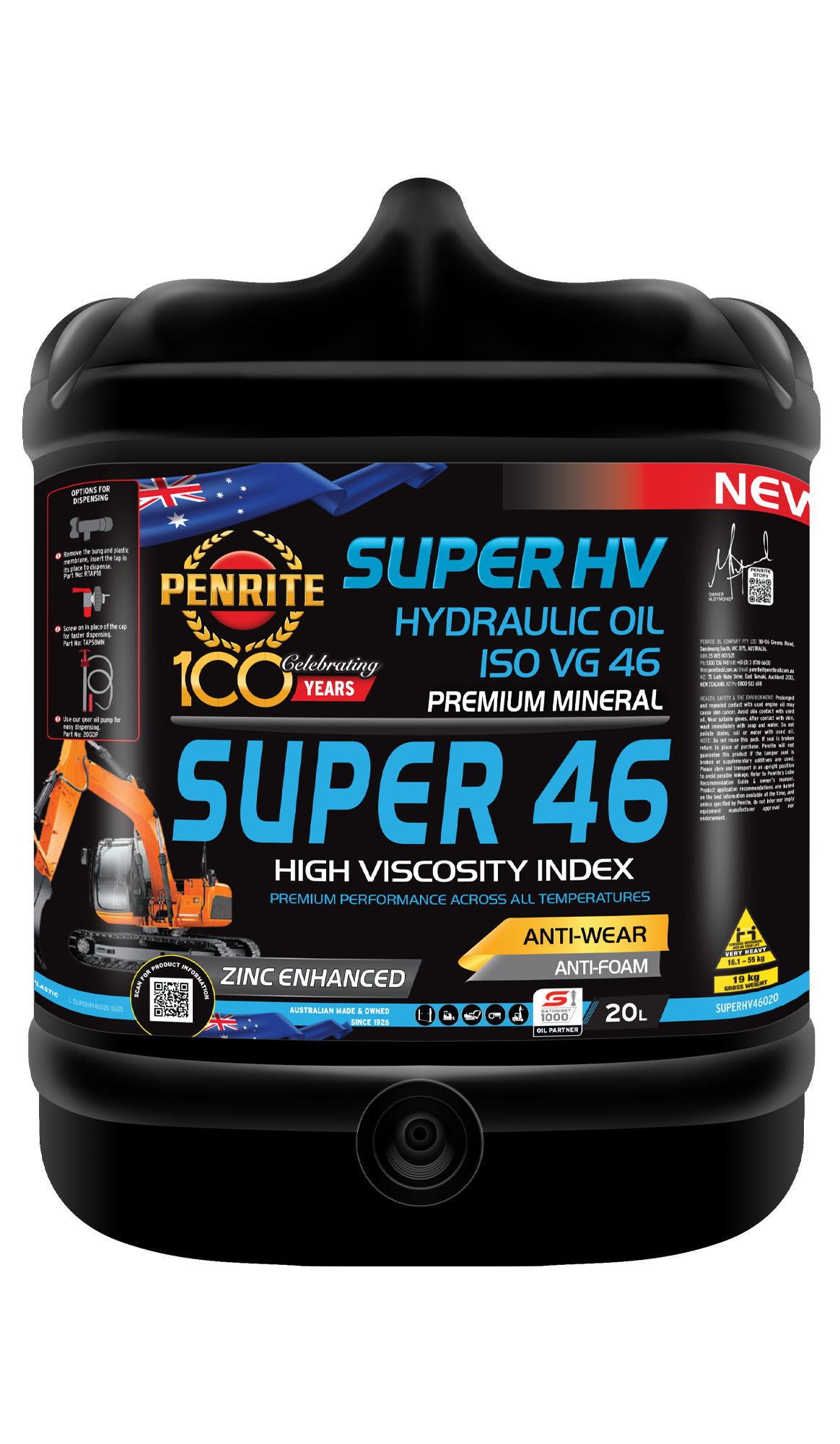 PENRITE Super Hv 46 Hyd Oil 20L