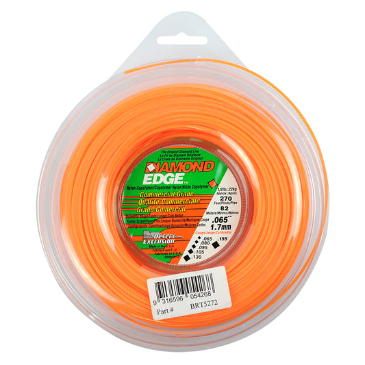 DIAMOND EDGE BRUSHCUTTER SQUARE TRIMMER LINE  .065" / 1.70MM TEARDROP LOOPS  LENGTH 82M BRT5272
