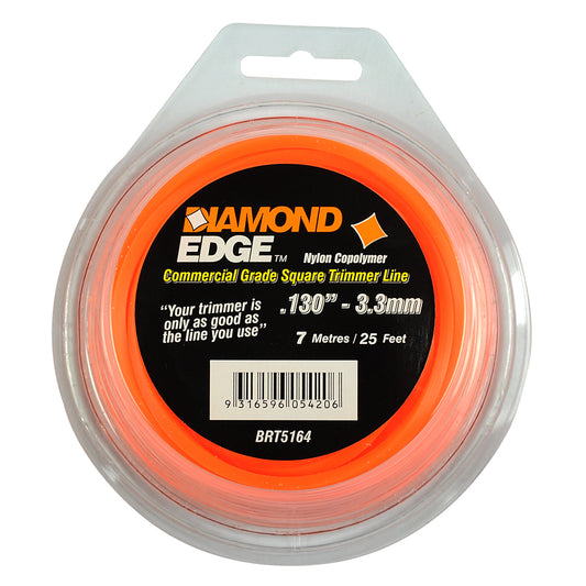 DIAMOND EDGE BRUSHCUTTER SQUARE TRIMMER LINE  .130" / 3.30MM TEARDROP LOOPS  LENGTH 25' BRT5164