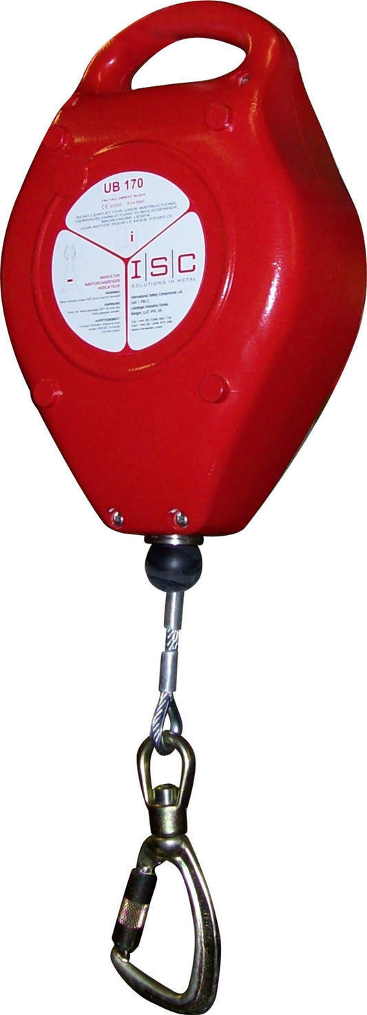 ISC Galvanised Wire FAB - 15m - Red - Fitted with Indicating Swivel Karabiner