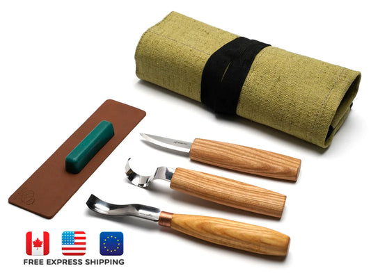 BeaverCraft S38 - Spoon Carving Kit Wood Carving Tools with Leather Strop