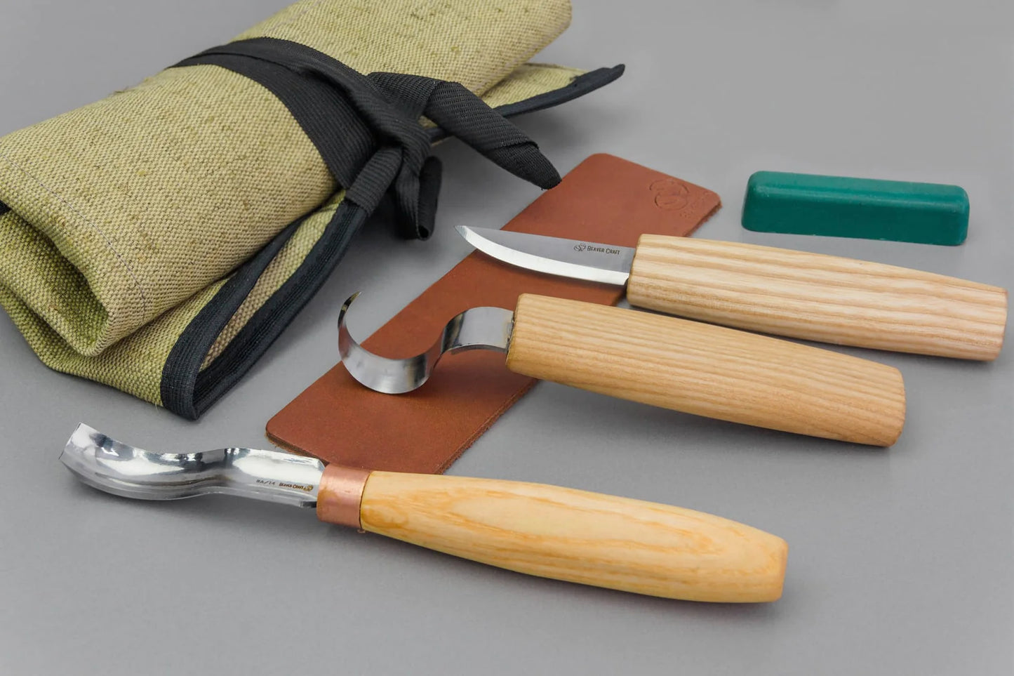 BeaverCraft S38 - Spoon Carving Kit Wood Carving Tools with Leather Strop