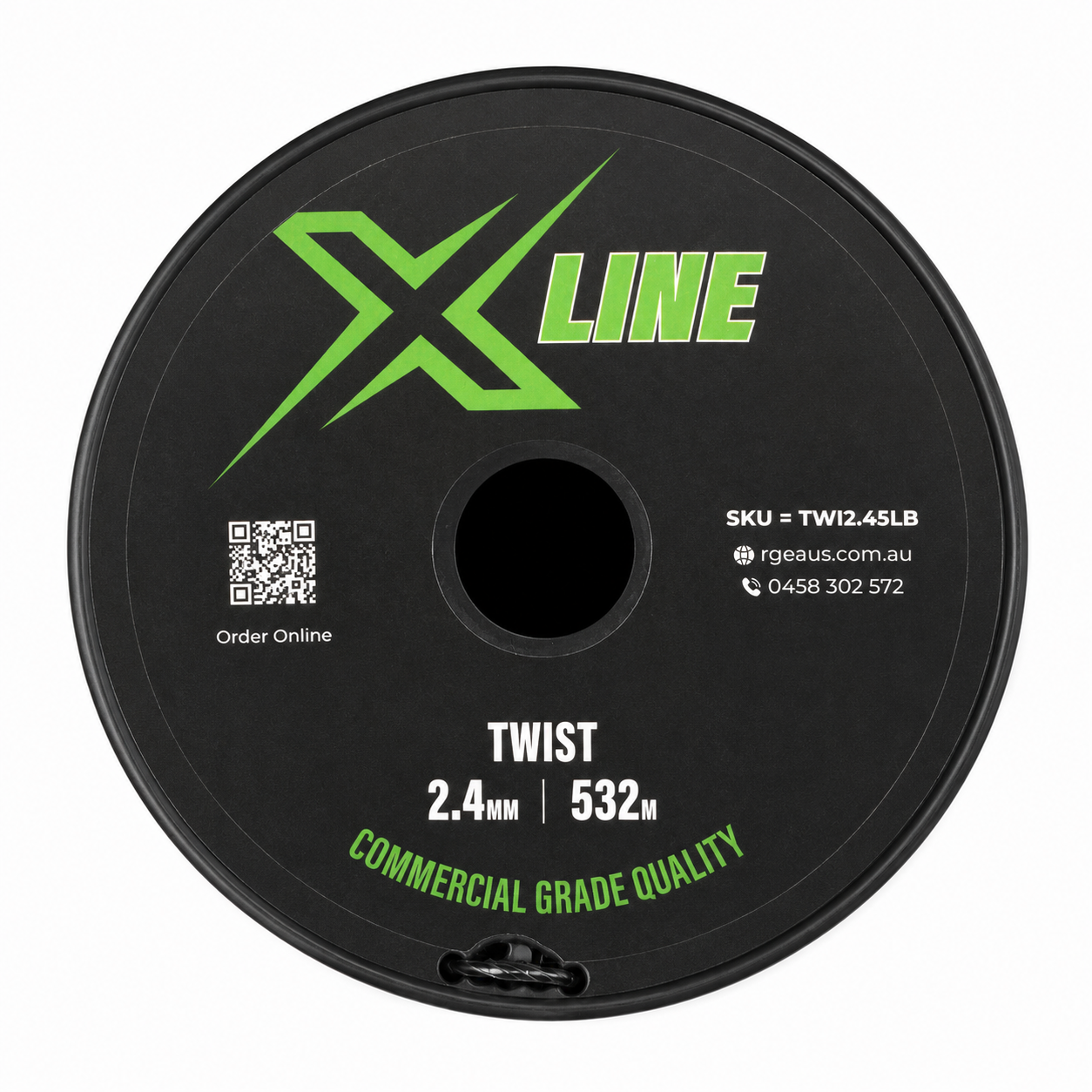 X-LINE 2.4mm Twist Textured Commercial Grade Brushcutter Trimmer Line 532m Spool - top down