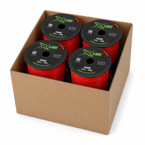 X-LINE 2.7mm Square Textured Commercial Grade Brushcutter Trimmer Line 279m Spool - BOX OF 8 ROLLS