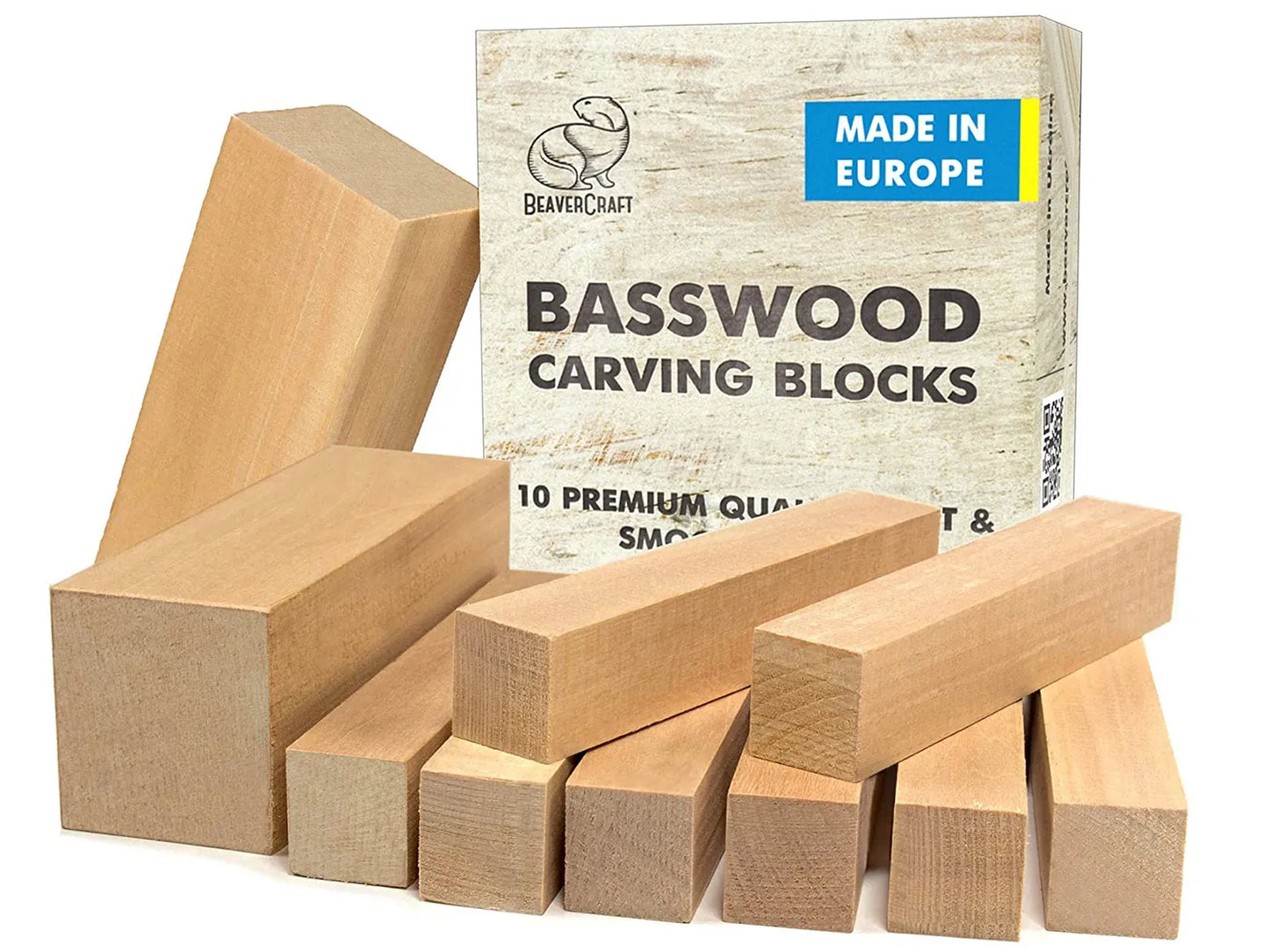 BeaverCraft BW10 Set of Basswood Wood Carving Hobby Blocks 10 pcs