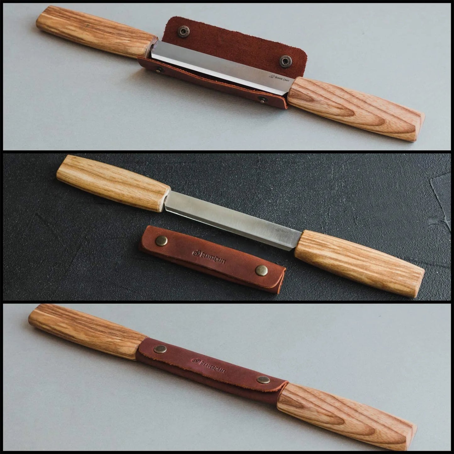 BeaverCraft DK2S Drawknife in Leather Sheath