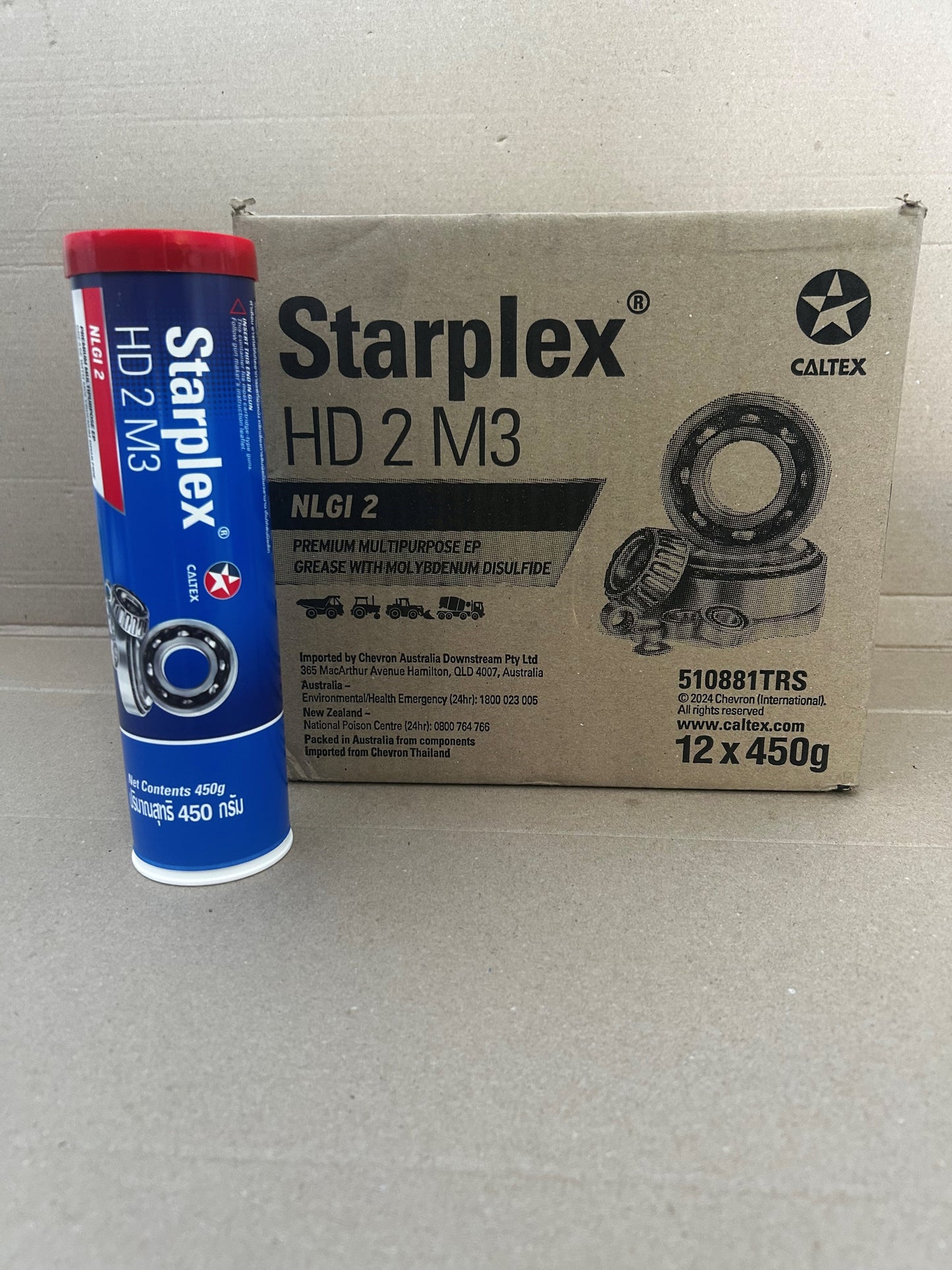 CALTEX Starplex HD2 M3 Black Grease 450g (formerly known as Delo® Starplex® Moly 3% EP2) - Box of 12 / 510881TRS