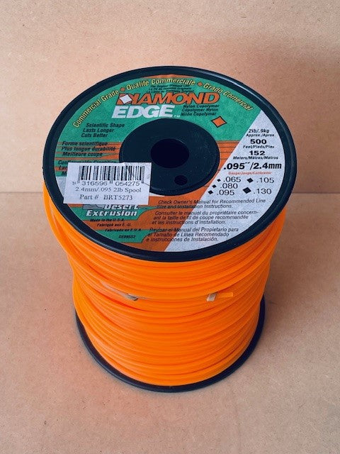 DIAMOND EDGE BRUSHCUTTER SQUARE TRIMMER LINE  .095" / 2.40MM SPOOL  LENGTH 152M BRT5273
