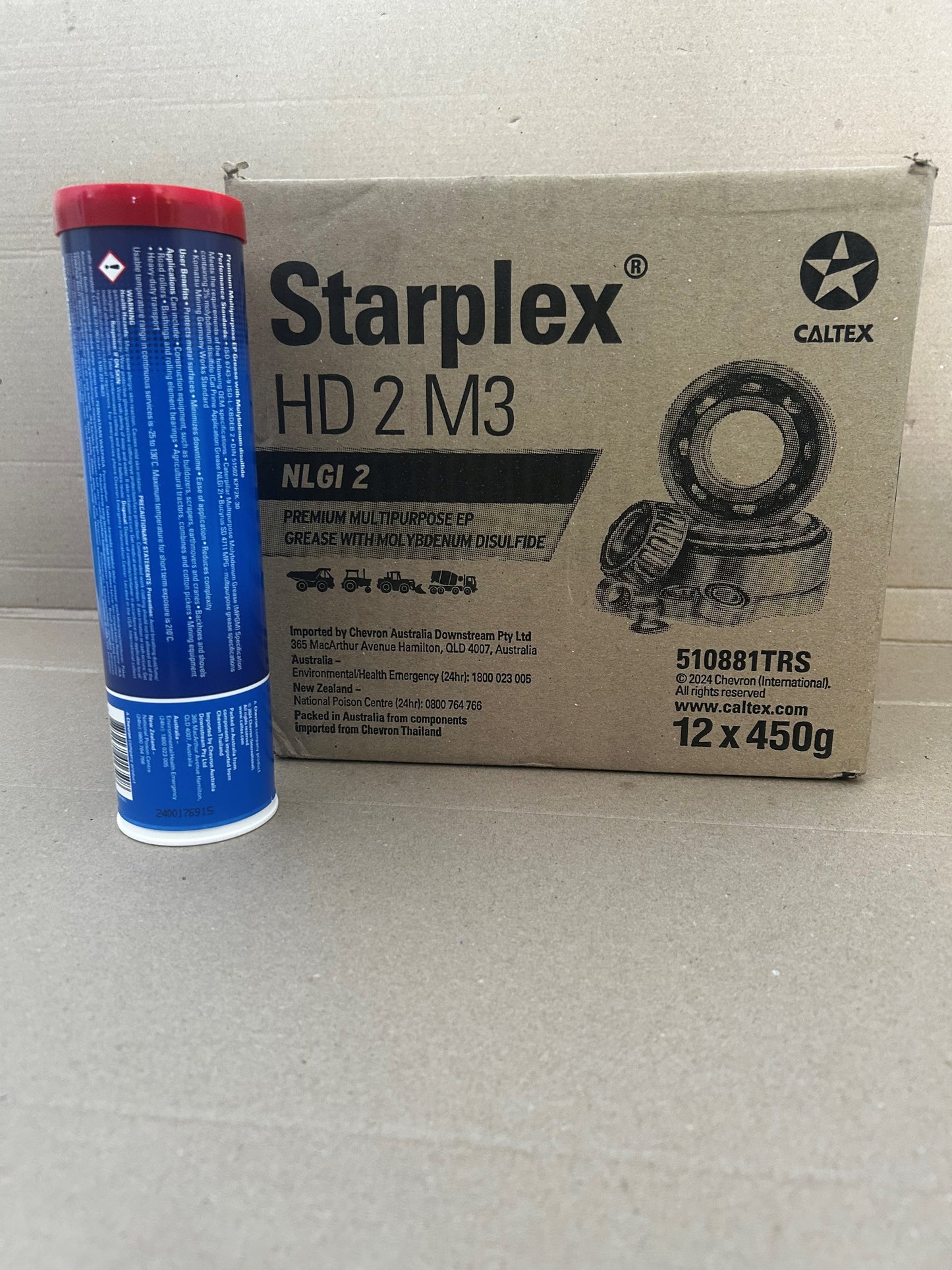 CALTEX Starplex HD2 M3 Black Grease 450g (formerly known as Delo® Starplex® Moly 3% EP2) - Box of 12 / 510881TRS