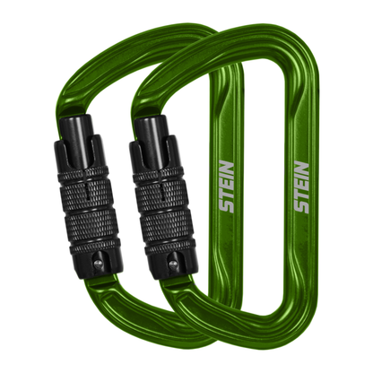 STEIN Carabiner Karabiner SECURA D-Shape Aluminium - Green Twin Pack